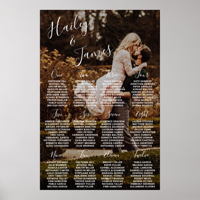 Affiche Graphique de Table de Mariage Moderne Photo Élégan (Devant)