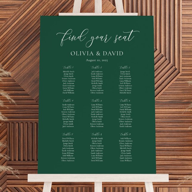 Affiche Graphique de table de siège élégant émeraude 9 (Créateur téléchargé)