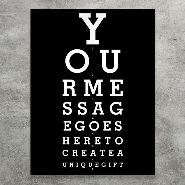Affiche Graphique de test de vue amusant Message personnal (Fun Eyesight Test Chart Personalized Message)