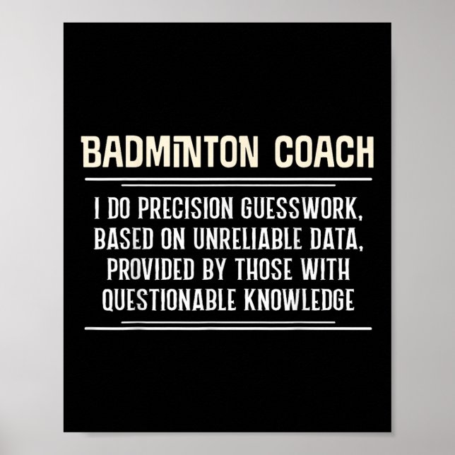 Affiche Graphique d'entraîneur de badminton drôle - Je fai (Devant)