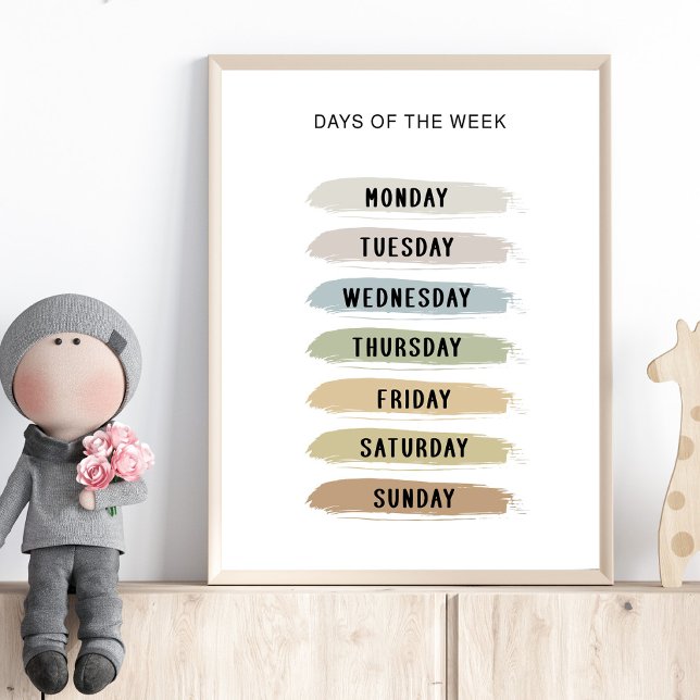 Affiche Graphique des jours de la semaine aux tons de terr (Créateur téléchargé)