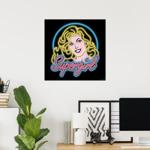 Affiche Graphique des lumières de Neon Retro Supergirl