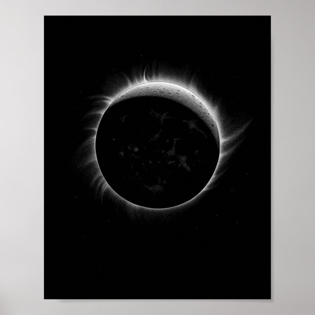 Affiche Graphique D'Événement Solaire Eclipse Moon Et Sun  (Devant)