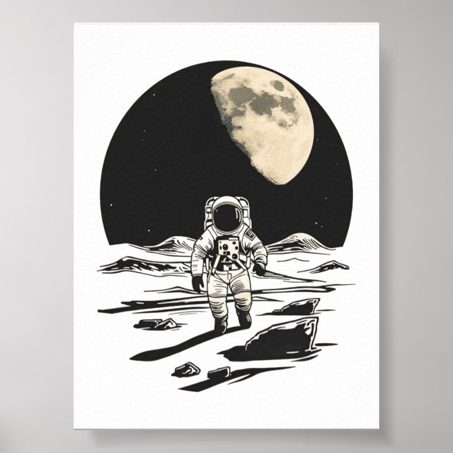 Affiche Graphique d'exploration lunaire d'astronaute vinta (Devant)