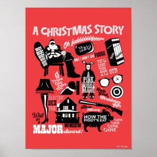 Affiche Graphique d'icônes de l'histoire de Noël