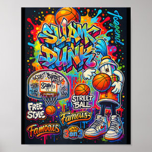 Affiche Graphique d'illustration de style cool de basket-b