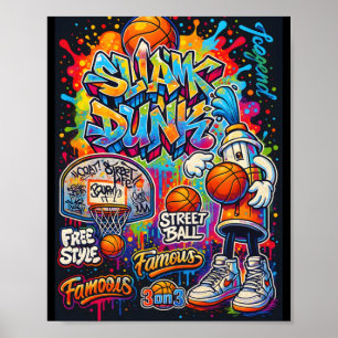 Affiche Graphique d'illustration de style cool de basket-b