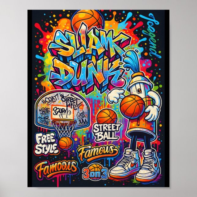 Affiche Graphique d'illustration de style cool de basket-b (Devant)