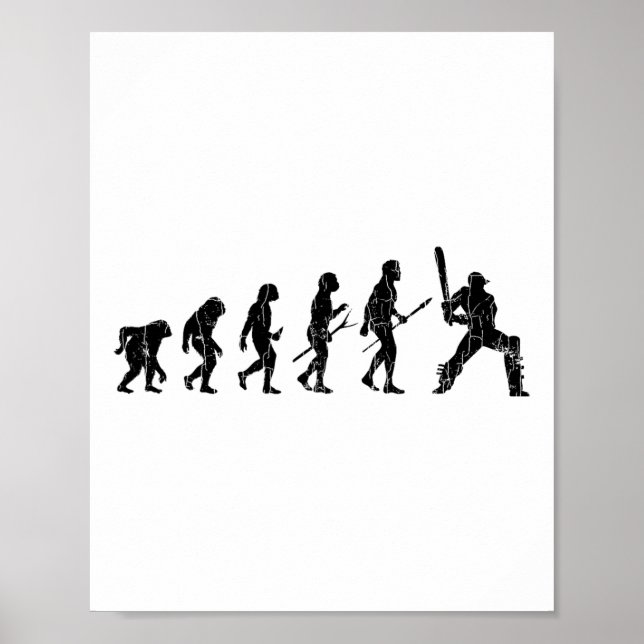 Affiche Graphique drôle d'évolution du cricket pour joueur (Devant)