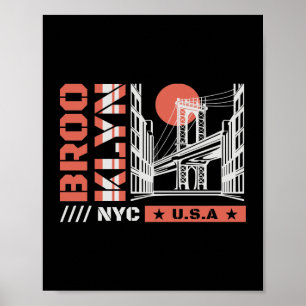 Affiche Graphique du pont de Brooklyn NYC New York urbai