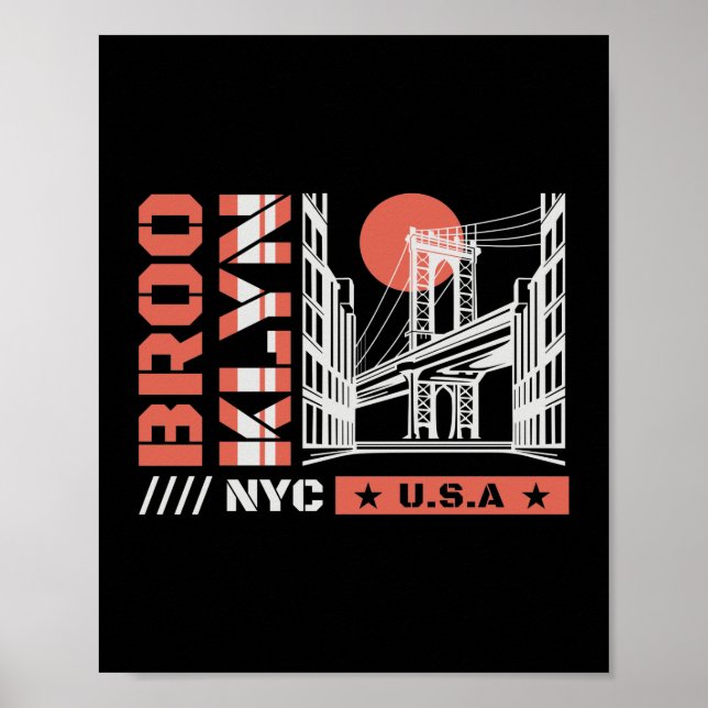 Affiche Graphique du pont de Brooklyn NYC | New York urbai (Devant)
