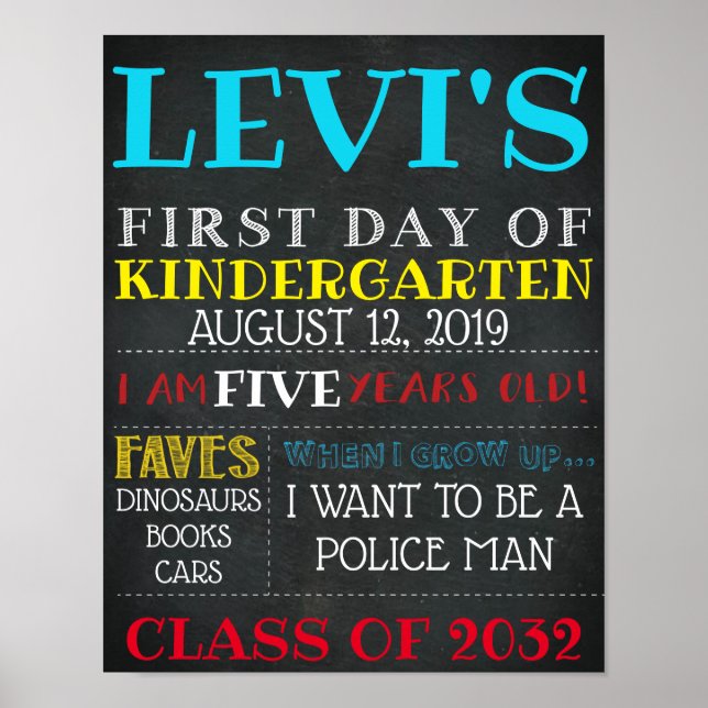 AFFICHE GRAPHIQUE DU PREMIER JOUR DE L'ÉCOLE (Devant)