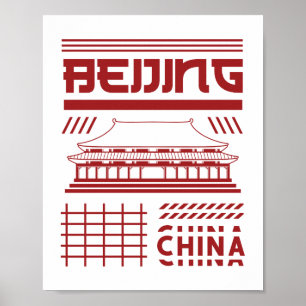 Affiche Graphique du temple urbain de Pékin Chine