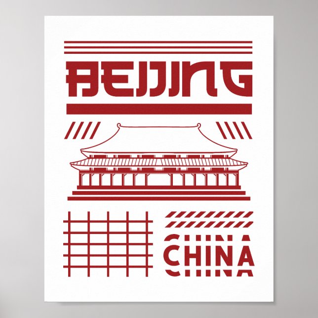 Affiche Graphique du temple urbain de Pékin Chine (Devant)