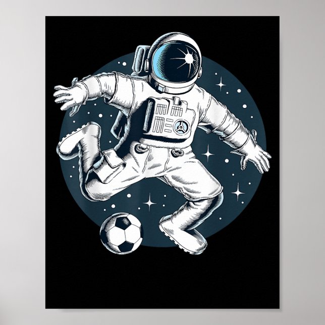 Affiche Graphique d'un astronaute jouant au football dans  (Devant)