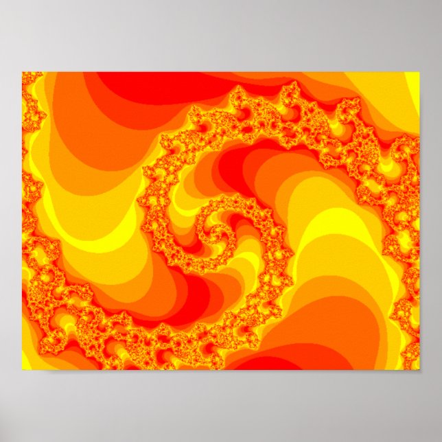 Affiche Graphique fractal en feu tourbillonnant (Devant)