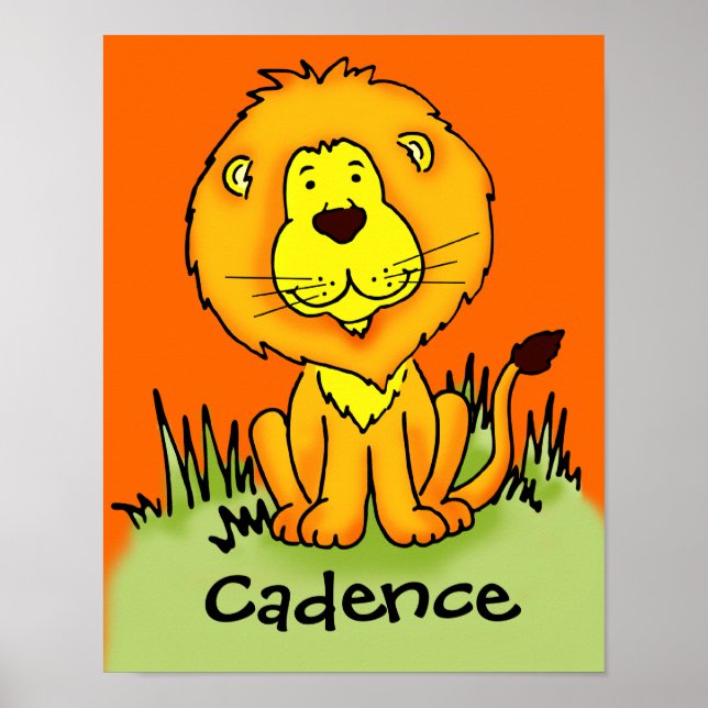 Affiche graphique lion enfant ajoutez votre nom (Devant)