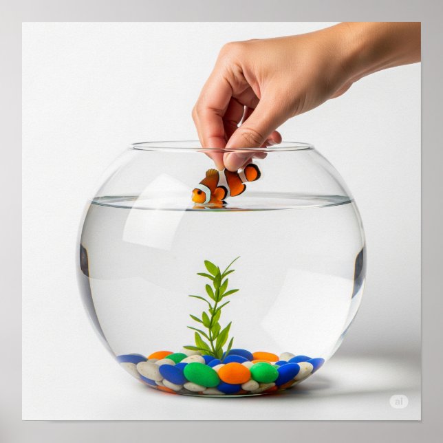 Affiche Graphique main et pêche (Devant)