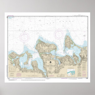 Affiche Graphique marin des baies d'huîtres et de Huntingt