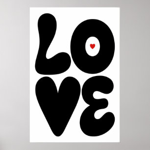 Affiche graphique murale Love noir et blanc (mat)