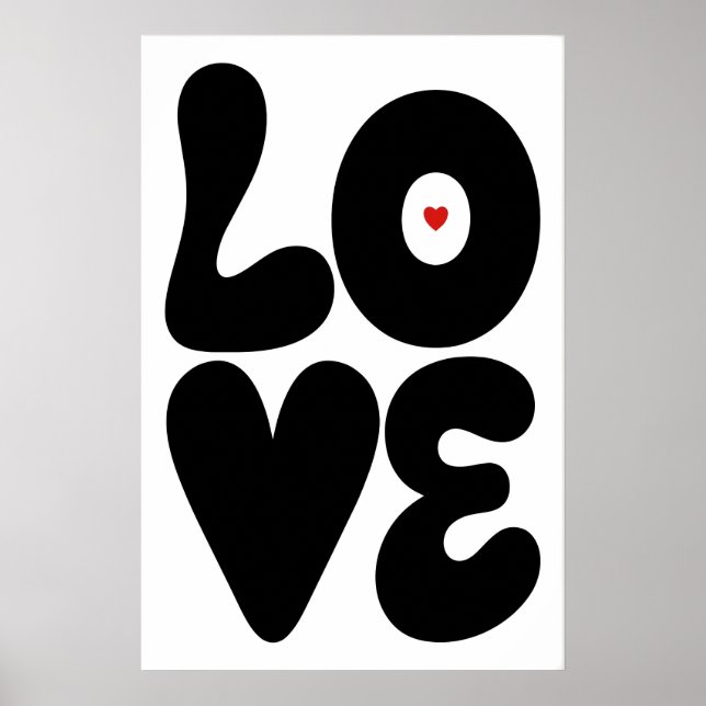 Affiche graphique murale Love noir et blanc (mat) (Devant)