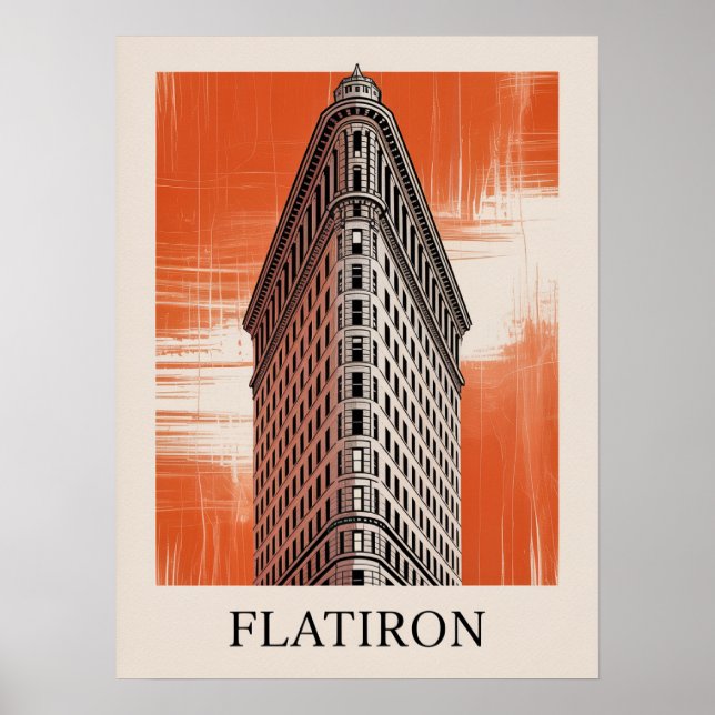 Affiche graphique orange du Flatiron Building (Devant)