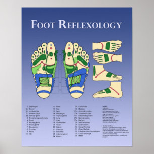 Affiche Graphique Réflexologie des pieds - Bleu