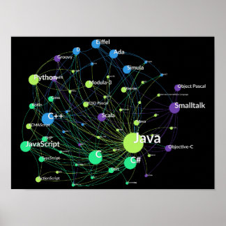 Affiche Graphique réseau Influence du langage de programma