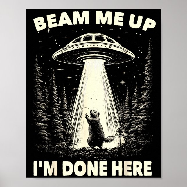Affiche Graphique Rétro UFO Jour de la Marmotte Alien Vint (Devant)