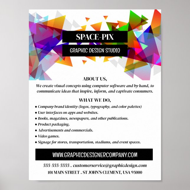 Affiche Graphique Triangle Design, Graphisme Design Advert (Devant)