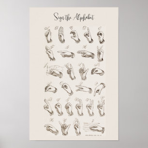 Affiche Graphique vintage ASL American Sign Language