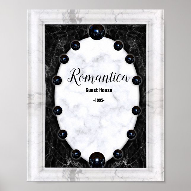 Affiche Graphiques de la sphère de marbre blanc et noir (Devant)