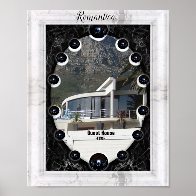 Affiche Graphiques de la sphère de marbre blanc et noir (Devant)