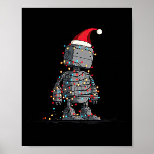 Affiche Graphiques de Noël de robot drôle de lumières amat