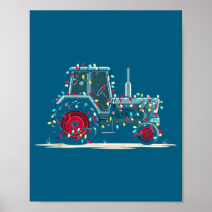 Affiche Graphiques de Noël de tracteur drôle lumières amou