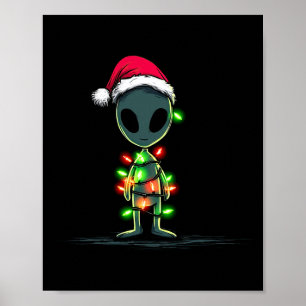 Affiche Graphiques de Noël drôles d'alien Lumières Amateur