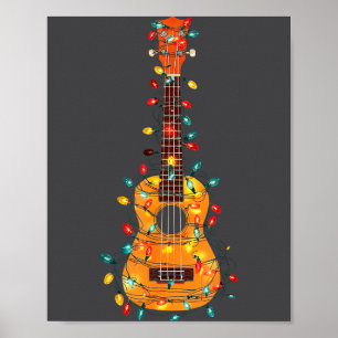 Affiche Graphiques de Noël drôles de Ukulele pour amateur