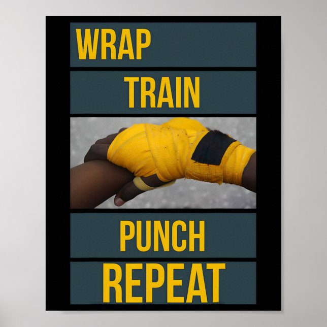 Affiche Graphiques Punchy Wrap Train Punch Répéter, Boxe K (Devant)