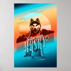 Affiche Graphiques rétro Siberian Husky Multi-Color ID754