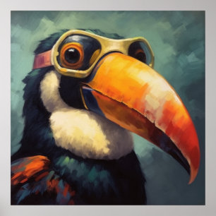 Affiche Graphisme Aviateur Vintage Pilote Toucan