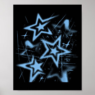 Affiche Graphisme cyber vintage bleu des stars Nge des ann