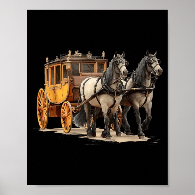 Affiche Graphisme de beau carrosse à chevaux pour garçons  (Devant)