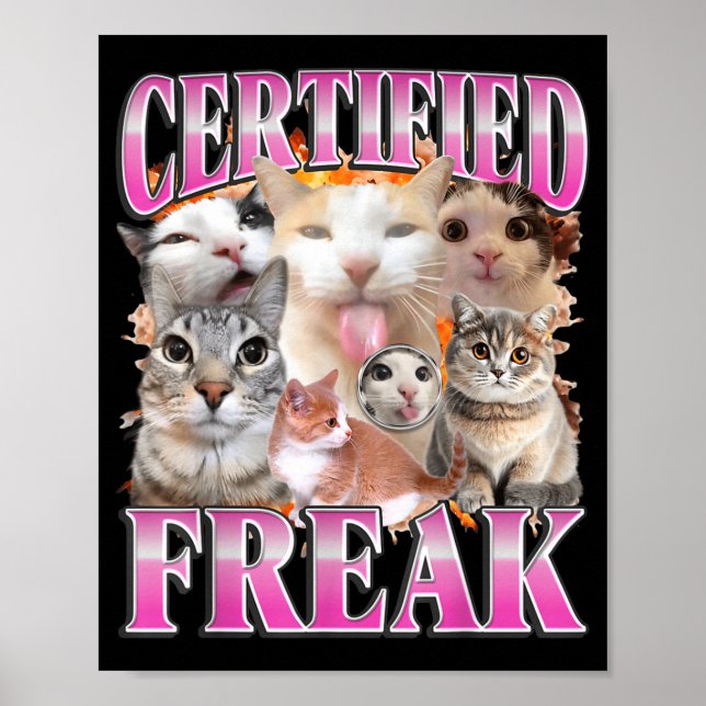 Affiche Graphisme de chat certifié bootleg humour drôle ge (Devant)