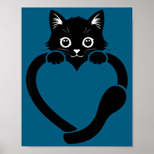 Affiche Graphisme de chat cœur amour chat mignon