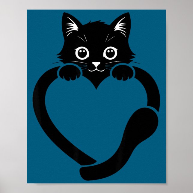 Affiche Graphisme de chat cœur amour chat mignon  (Devant)