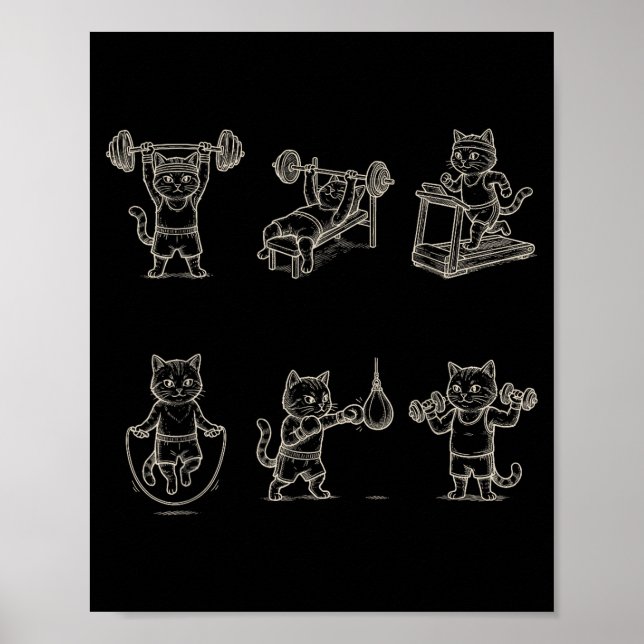 Affiche graphisme de chat de gym drôle musculation levage  (Devant)