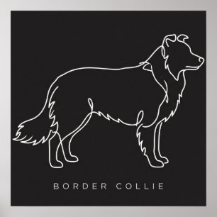 Affiche Graphisme de chien en ligne minimaliste Border Col