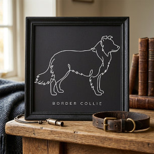 Affiche Graphisme de chien en ligne minimaliste Border Col