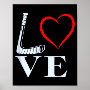 Affiche Graphisme de cœur d'amour de hockey pour les fans 