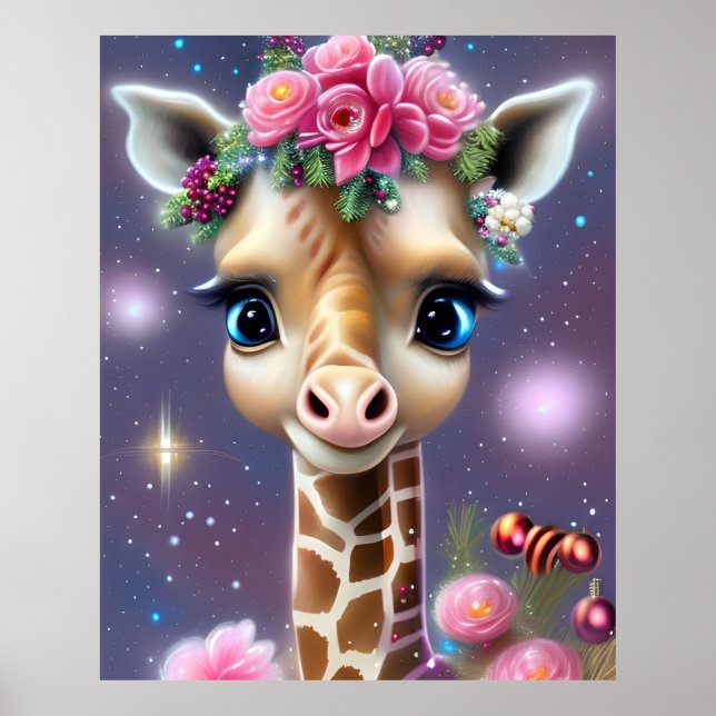 Affiche Graphisme de girafe bébé mignon (Devant)